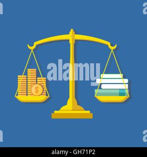 Knowledge is wealth concept. Flat design stylish. Isolated on color background Stock Vector