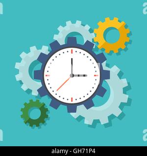 Time management concept. Flat design stylish. Isolated on color background Stock Vector