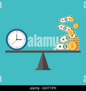 Time is money concept. Flat design stylish. Isolated on color background Stock Vector