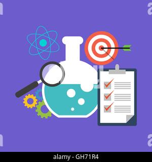 Research concept. Flat design stylish. Isolated on color background Stock Vector