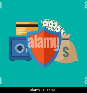 Financial security concept. Flat design stylish. Isolated on color background Stock Vector