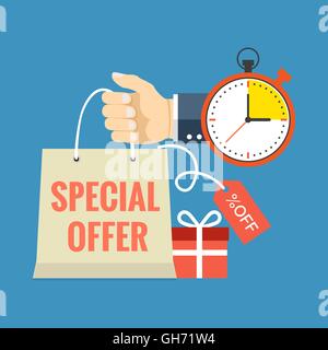 Limited time special offer concept. Flat design stylish. Isolated on color background Stock Vector