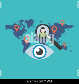 Person search concept. Flat design stylish. Isolated on color background Stock Vector