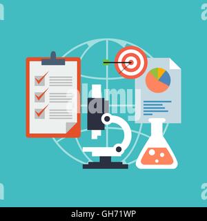 Market research concept. Flat design stylish. Isolated on color background Stock Vector