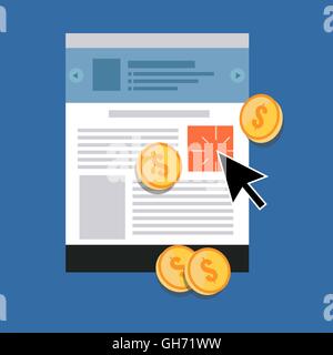 Pay Per Click concept. Flat design stylish. Isolated on color background Stock Vector