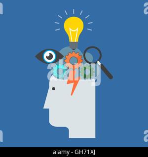 Brainstorming concept. Flat design stylish. Isolated on color background Stock Vector