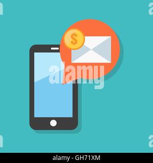 M-commerce concept. Flat design stylish. Isolated on color background Stock Vector