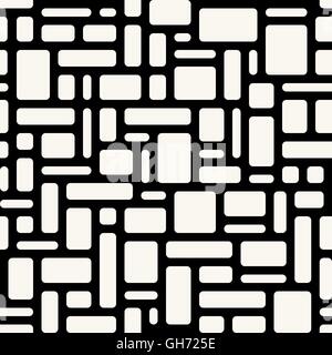Abstract geometric seamless pattern. White rounded rectangles over black background. Vector Illustration Stock Vector