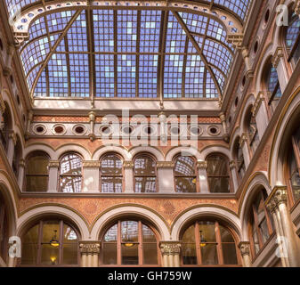 Portholes and skylight in the atrium of the 1886 Northwestern Mutual Life Insurance Company Home Office in Milwaukee, Wisconsin. Stock Photo