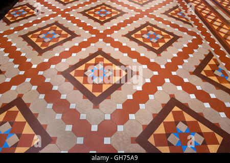Terra cotta tile floor in the 1886 Northwestern Mutual Life Insurance Company Home Office building in Milwaukee, Wisconsin. Stock Photo