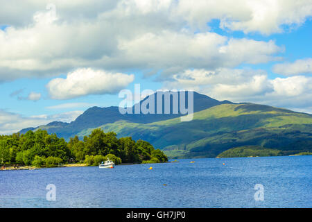 Beautiful summer landscape at Loch Lomond in Luss, Scotland, UK Stock Photo