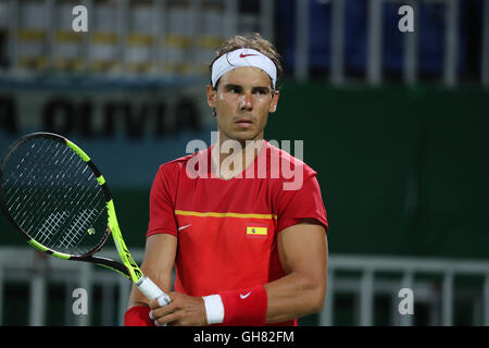 Rio De Janeiro, Rio de Janeiro, Brazil. 8th Aug, 2016. The Spanish tennis player Rafael Nadal and Marc Lopez Vs Argentine Juan Martin Del Potro and Maximo Gonzalez in a match valid for the second round of the qualifying stage Tenis Doubles men's of the Olympics. Credit:  Geraldo Bubniak/ZUMA Wire/Alamy Live News Stock Photo