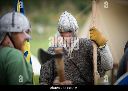 Viking battle re-enactment. Before the battle Stock Photo