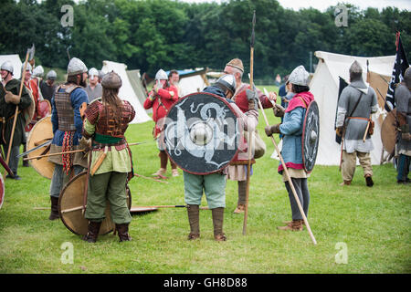 Viking battle re-enactment. Muster before the battle Stock Photo