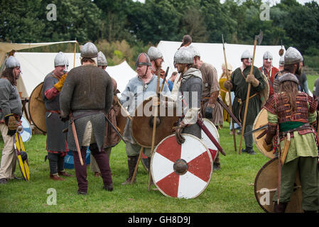 Viking battle re-enactment. Milling around before the battle Stock Photo