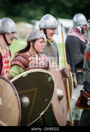 Viking battle re-enactment. waiting Stock Photo