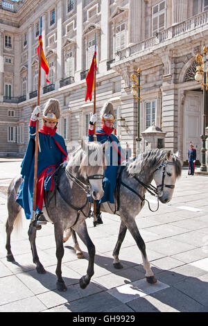 Madrid Royal Palace horse guards Stock Photo