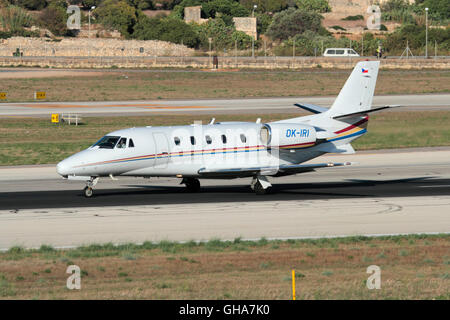 Cessna 560XL Citation XLS private jet on the runway while departing from Malta Stock Photo