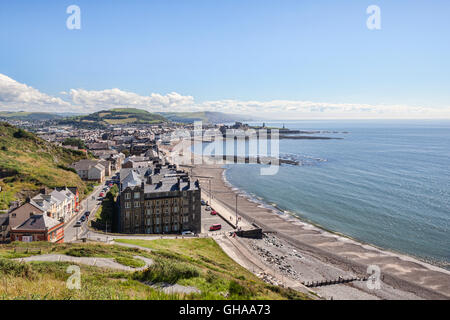 View from Constitution Hill of the seafront at Aberystwyth, Ceredigion, Wales, UK. Stock Photo