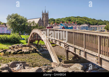 Pedestrian footbridge at Aberaeron, Ceredigion, Wales, UK Stock Photo