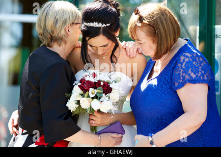 Unhappy bride at wedding Stock Photo