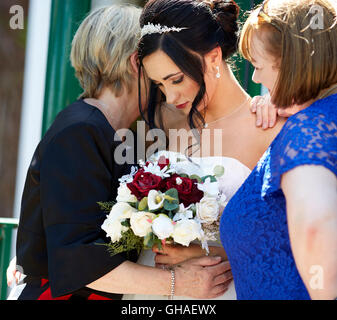 Unhappy bride at wedding Stock Photo