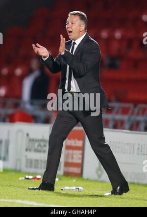 Doncaster Rovers manager Darren Ferguson during the first round match of the Sky Bet EFL Cup at the Keepmoat Stadium, Doncaster. Stock Photo