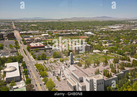 Salt lake city Utah looking west city view with distant mountains. Stock Photo