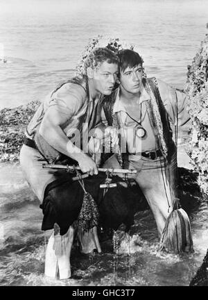 SWISS FAMILY ROBINSON USA 1960 Ken Annakin Fritz Robinson (JAMES MACARTHUR) and Ernst Robinson (TOMMY KIRK) Regie: Ken Annakin Stock Photo