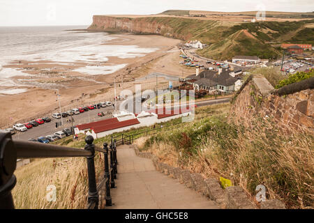 Scenic view of the Beach and Huntcliff at Saltburn by the Sea, Redcar and Cleveland,England,UK viewed from the cliff top Stock Photo