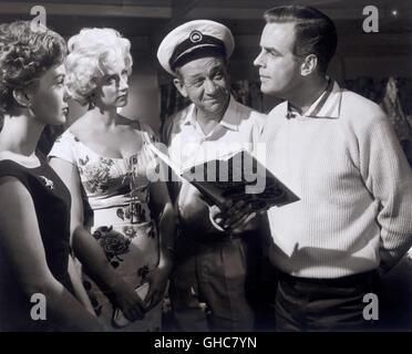 DOUBLE BUNK UK 1961 C.M. Pennington-Richards Peggy (JANETTE SCOTT), Sandra (LIZ FRASER), Sid (SID JAMES), Jack (IAN CARMICHAEL) Regie: C.M. Pennington-Richards Stock Photo