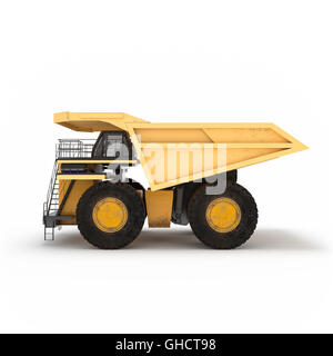 Construction truck side view isolated 3d rendering on white background Stock Photo