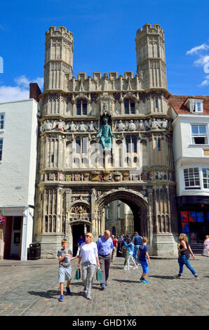 Canterbury, Kent, UK. Christchurch Gate (cathedral entrance)  in Buttermarket (square) Stock Photo