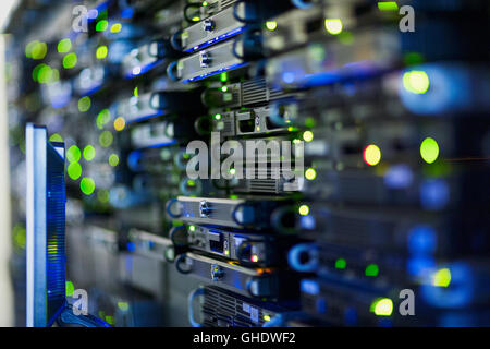 Close up server room rack panel Stock Photo