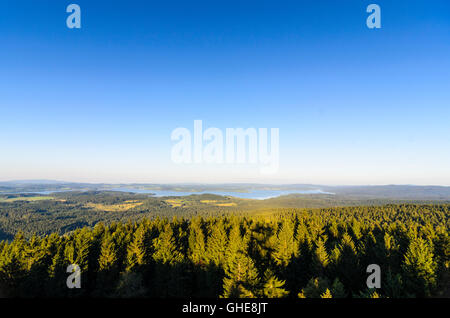 Ulrichsberg: View from the lookout Vltava view to Bohemian Forest and the Lipno reservoir, Austria, Oberösterreich, Upper Austri Stock Photo