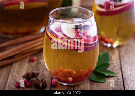 White sangria with apple cider Stock Photo