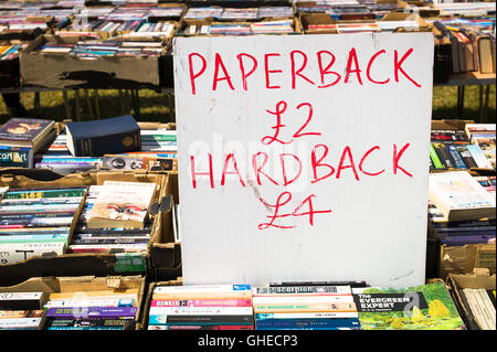 Secondhand books for sale at an open-air market in UK Stock Photo
