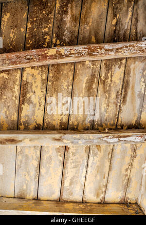 Architectural abstract of rustic wood ceiling in interior building structure. Stock Photo