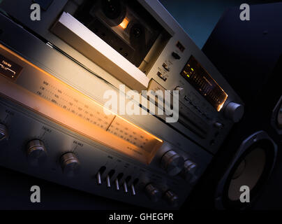 receiver and tape deck recorder Stock Photo