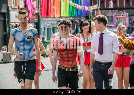 Leeds Gay Pride 2016, LGBT 10th anniversary a celebration of life,love,colour,tolerance,freedom and understanding. Stock Photo