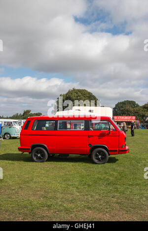Side view of a vintage Volkswagen camper van with it's sliding side ...