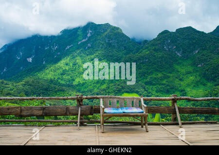 Doi Luang Chiang Dao with rain fog the big mountain in hiang Dao district,Chiang Mai Thailand. Stock Photo