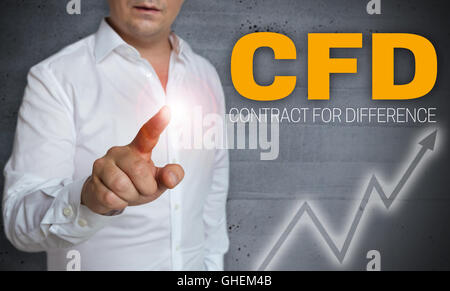 cfd touchscreen is operated by man concept. Stock Photo