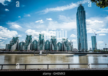 St George Wharf Tower, aka Vauxhall Tower, St George Wharf development, Nine Elms, Vauxhall, London, England, UK Stock Photo