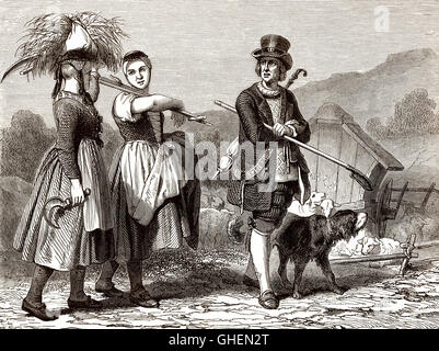 German costumes from Baden, Germany, 19th century Stock Photo