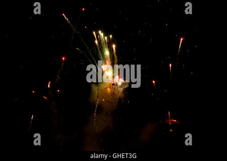 Castle fireworks (castillos) during the National Fireworks Festival in Tultepec, Estado de Mexico Stock Photo