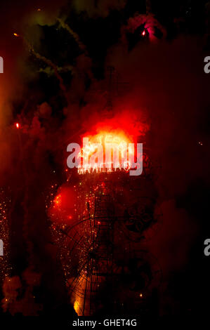 Castle fireworks (castillos) during the National Fireworks Festival in Tultepec, Estado de Mexico Stock Photo