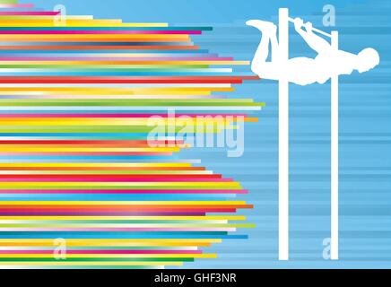 Man pull-ups bar exercising gym vector abstract background Stock Vector