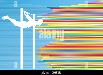 Man pull-ups bar exercising gym vector abstract background Stock Vector