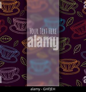 background with the image of tea cups Stock Vector